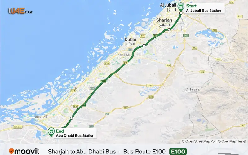 Sharjah to Abu Dhabi Bus route