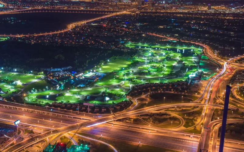 Emirates Golf Club illuminated greens a night