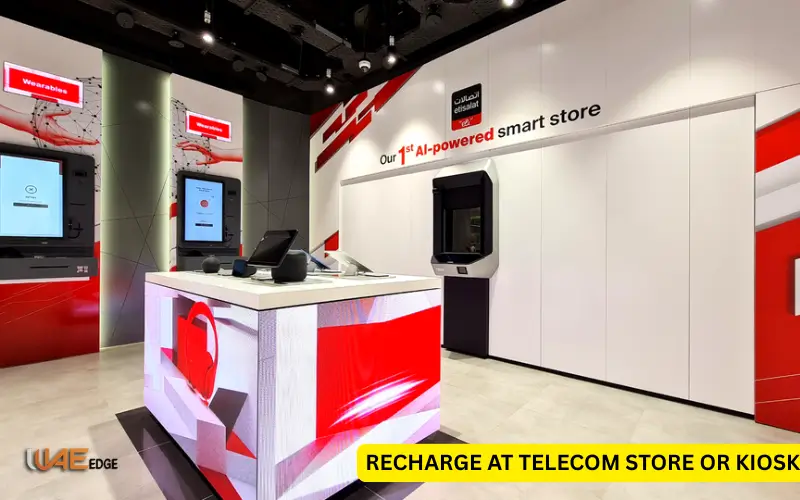 Recharge at telecom store or kiosk