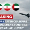 UAE intercepts missiles after Iran ceasefire