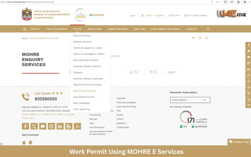 Work Permit Using MOHRE E Services